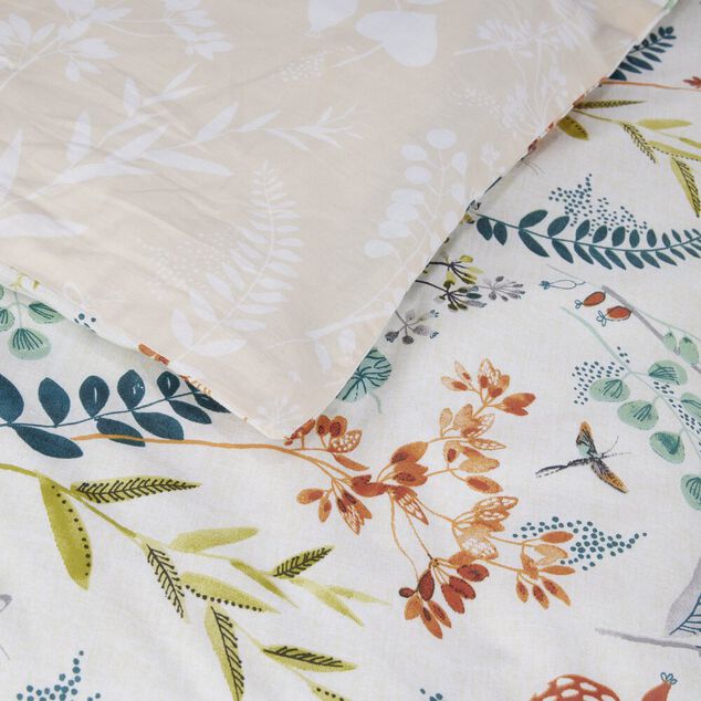 Parure de lit 2 personnes 240x220cm coton fleuri (2 mod&egrave;les)