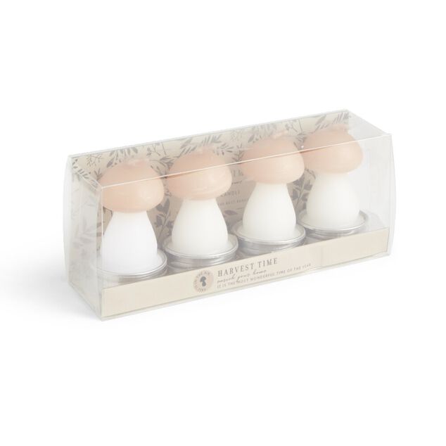 Bougie champignon blanc et orange 6H x4