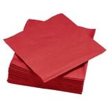 Serviette carr&eacute; unie rouge 2 plis en papier x50