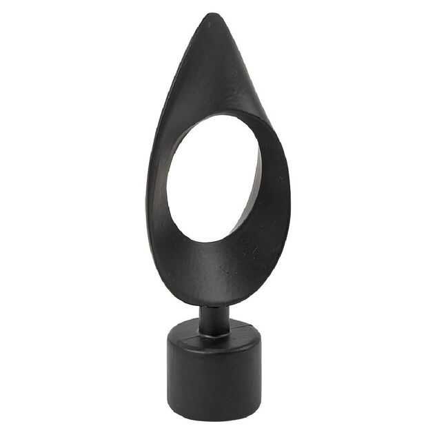 Embout tringle &agrave; rideau &Oslash;20mm m&eacute;tal forme ovale noir mat x2