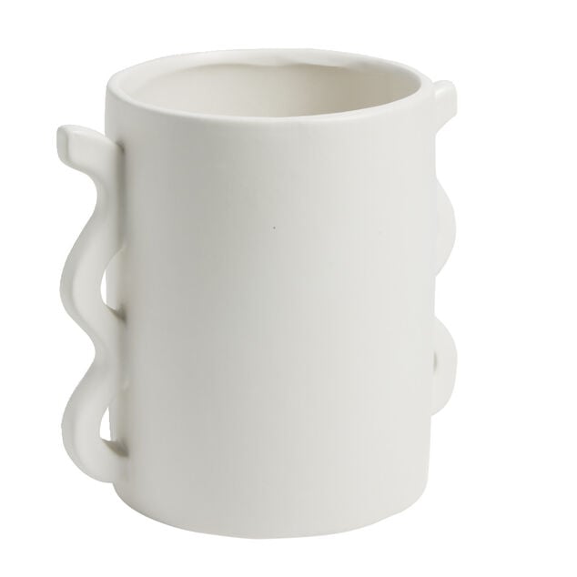 Pot en c&eacute;ramique blanc avec multi anses 11x13xH8cm