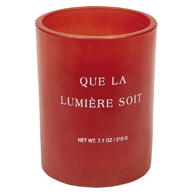 Bougie parfum&eacute;e orange dans verre avec message imprim&eacute;