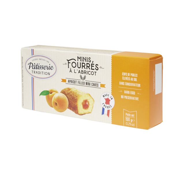 Minis g&acirc;teaux fourr&eacute;s abricot x9 p&acirc;tisserie tradition 150g