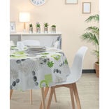 Nappe ronde toile cir&eacute;e motifs galets