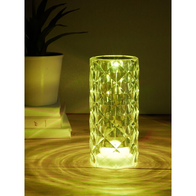 Lampe LED RGB tactile design cristal avec télécommande Ø7,5xH15,5cm