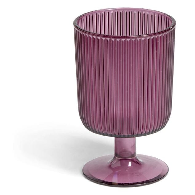 Verre &agrave; pied stri&eacute; 300ml plastique &Oslash;8xH12,5cm- 3 coloris