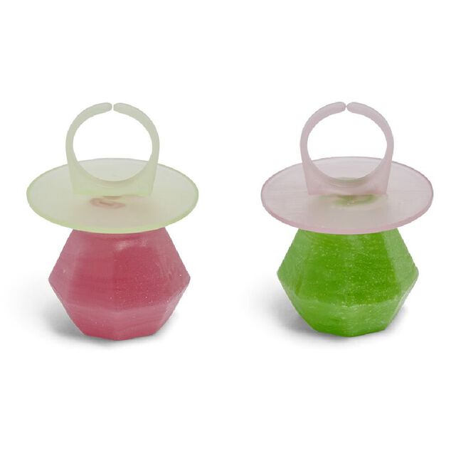 Sucette forme bague x2 fraise et pastèque