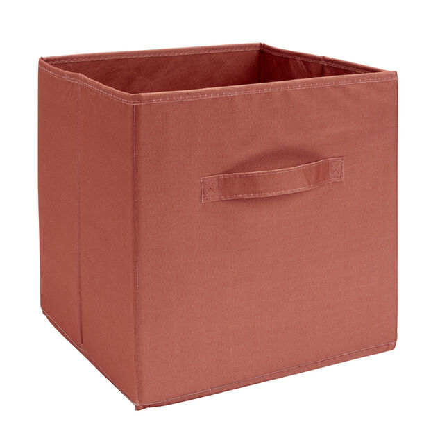Pani&egrave;re de rangement Box Cube cartonn&eacute;e rouge terracotta 31x31xH29cm
