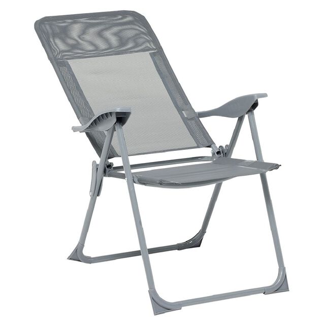 Fauteuil de camping 5 positions gris