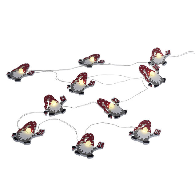 Guirlande lumineuse gnome de No&euml;l 10LED blanc chaud 1,6m