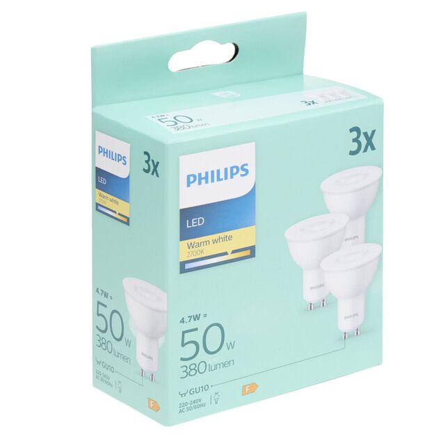 Ampoule LED GU10 X3 &eacute;clairage blanc chaud L6X5XH6 cm 50 W