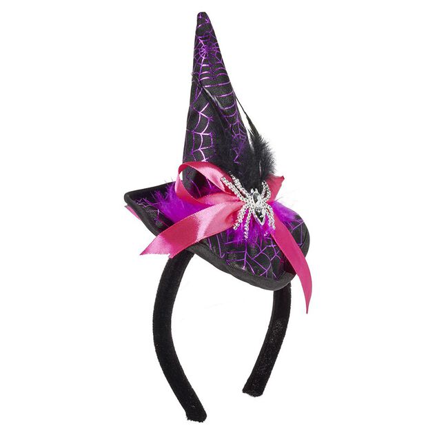 Serre-t&ecirc;te chapeau noir sorci&egrave;re enfant
