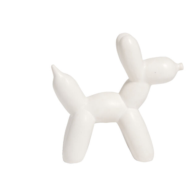 Chien c&eacute;ramique &agrave; poser forme ballon sculpt&eacute; H16,5cm noir ou blanc  - 2 mod&egrave;les