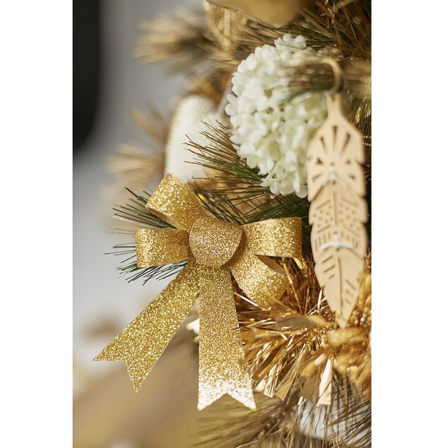 Noeud de Noël doré à suspendre x3