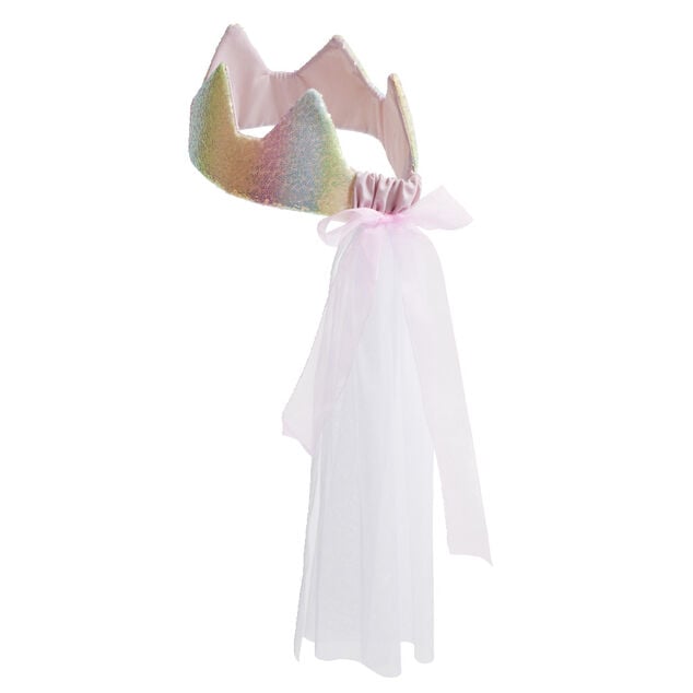 Couronne rose avec voile pour d&eacute;guisement fille L47,5cm