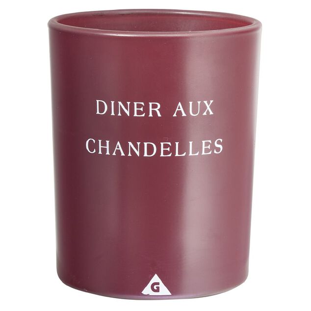 Bougie verre message Diner aux chandelles parfum fruits rouges 40H