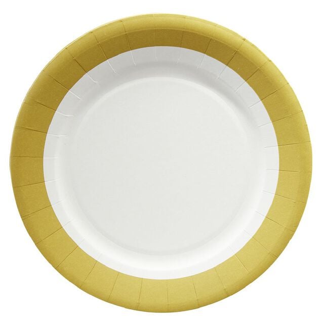 Lot de 10 assiettes en carton &Oslash;23 cm dor&eacute;