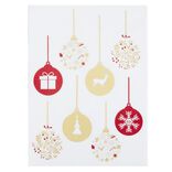 D&eacute;coration fen&ecirc;tre No&euml;l &eacute;lectrostatique guirlande boule rouge et dor&eacute;