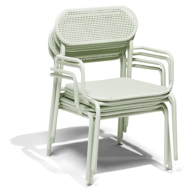 Chaise basse de jardin Faro empilable m&eacute;tal vert 56x56xH75cm