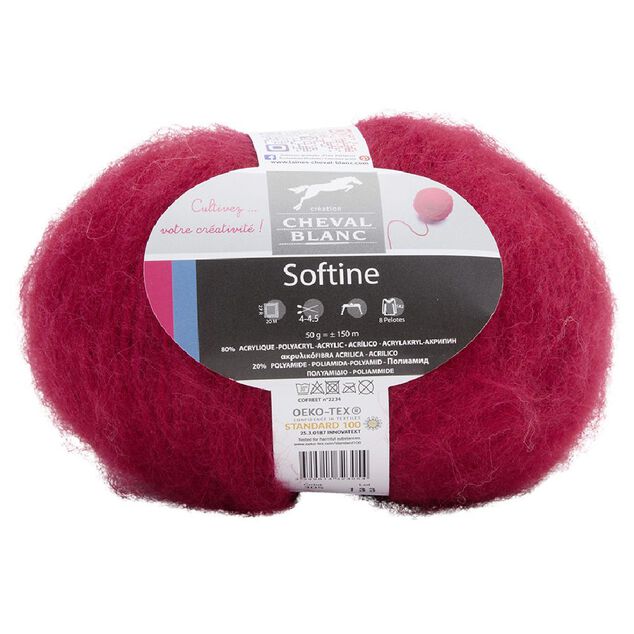 Fil &agrave; tricoter Softine rouge 50 g