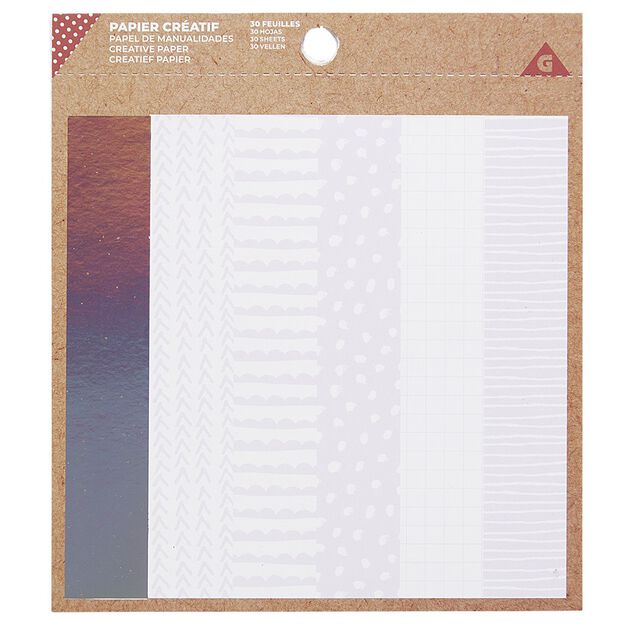 Papier cr&eacute;atif 30 feuilles blanc