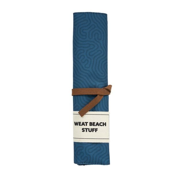 Couverts en bambou x3 pochette tissu bleu et orange