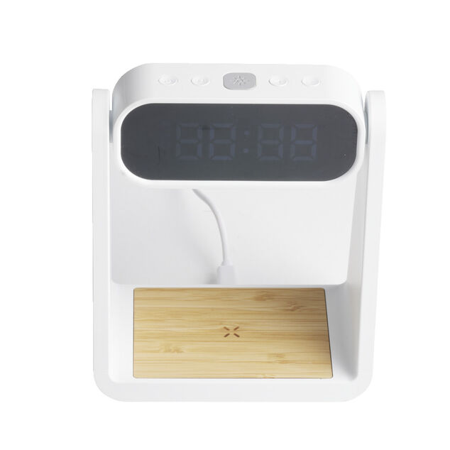 Lampe LED 3en1 horloge num&eacute;rique et chargeur &agrave; induction