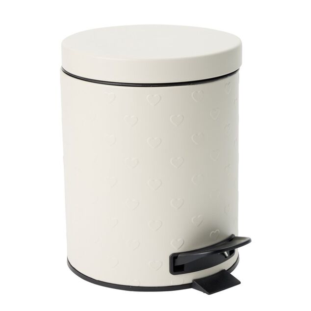 Poubelle salle de bain 5L m&eacute;tal motif coeur en relief &Oslash;20,5xH26,5cm (2 mod&egrave;les)