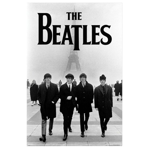Poster noir et blanc The Beatles Tour Eiffel 91,5x61cm