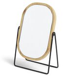 Miroir &agrave; poser ovale bambou et fer 14,5x8xH22cm