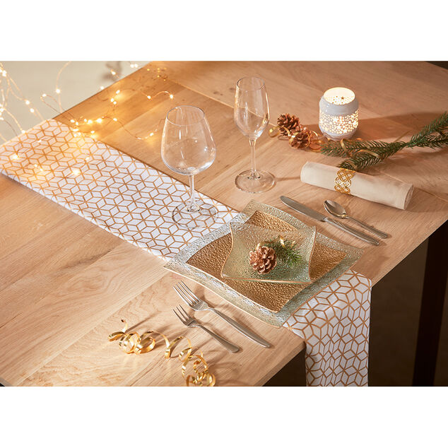 Service vaisselle dor&eacute; transparent 18 pi&egrave;ces