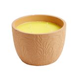 Bougie citronnelle dans pot terre cuite motif fleur &Oslash;20xH14cm