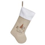 Chaussette de No&euml;l marron et blanche H44cm