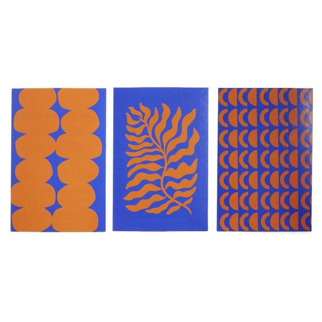 Lot de 3 affiches papier orange et bleu 10x15cm