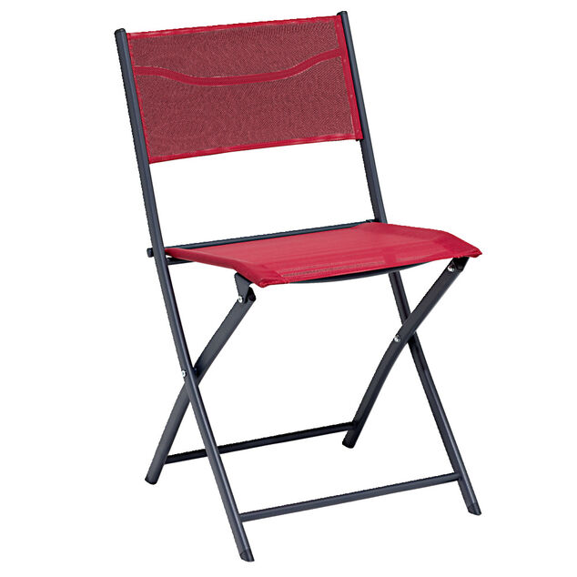 Chaise de jardin pliante Oslow acier et textil&egrave;ne rouge 51xP45xH81cm
