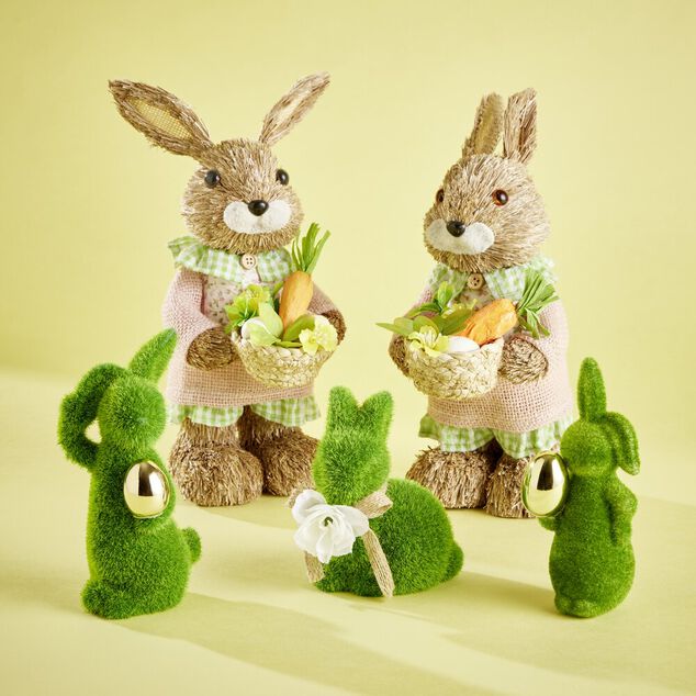 Figurine mousse lapin en gazon vert H6,5cm (3 mod&egrave;les)