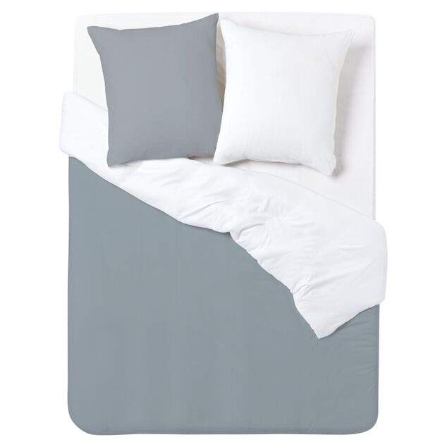 Parure de lit 2 personnes 220x240cm uni &agrave; glissi&egrave;re 3 pi&egrave;ces (2 mod&egrave;les)