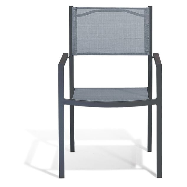 Fauteuil de jardin Oslow aluminium textil&egrave;ne gris 59x55,5xH.86 cm
