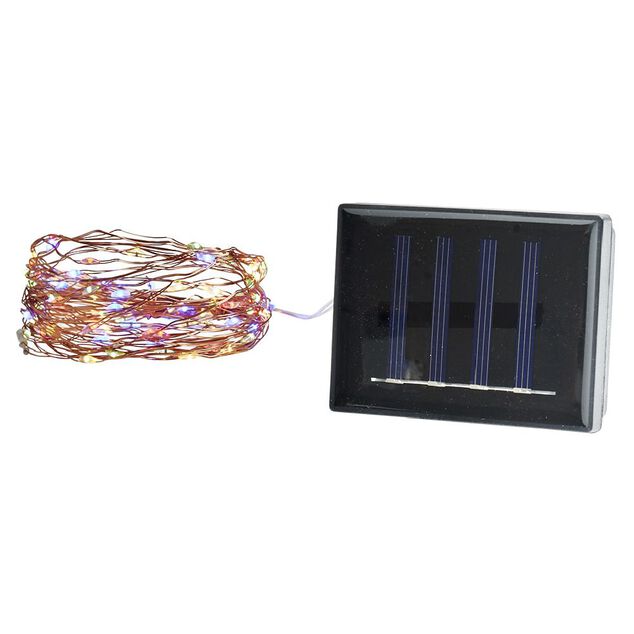 Guirlande électrique solaire mini-boule 100 microLED multicolore 7,4m