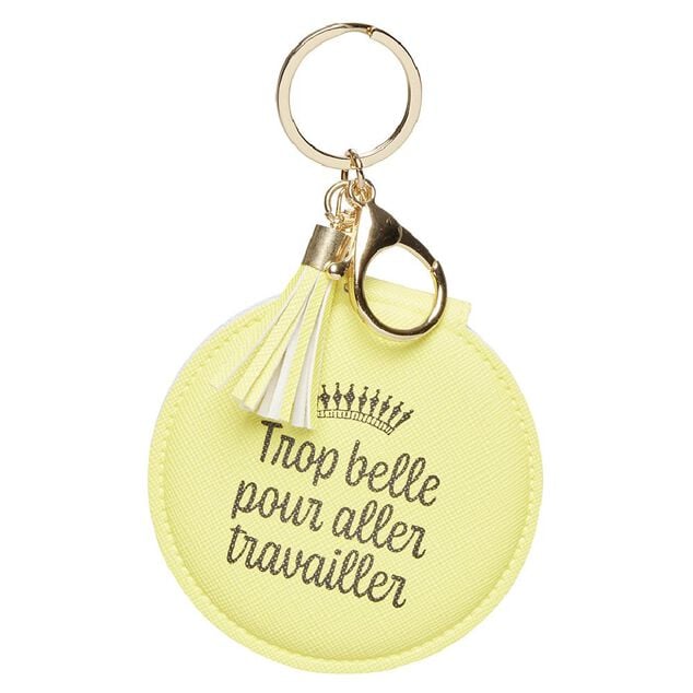 Porte cl&eacute; double miroir avec inscription message effet simili