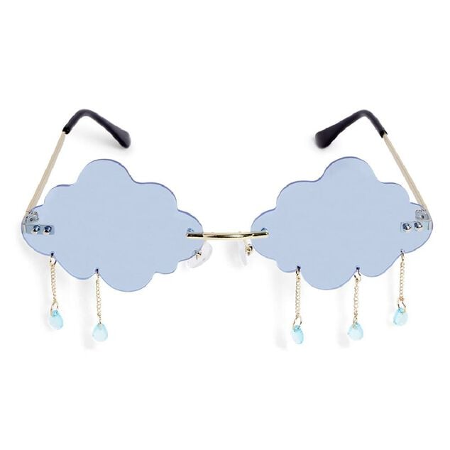 Lunettes fantaisie adulte nuage bleu avec pendentifs