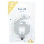 Bougie anniversaire chiffre 6 mat argenté