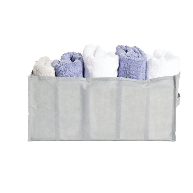 Pani&egrave;re de rangement dressing 5 compartiments gris 44x25xH20cm