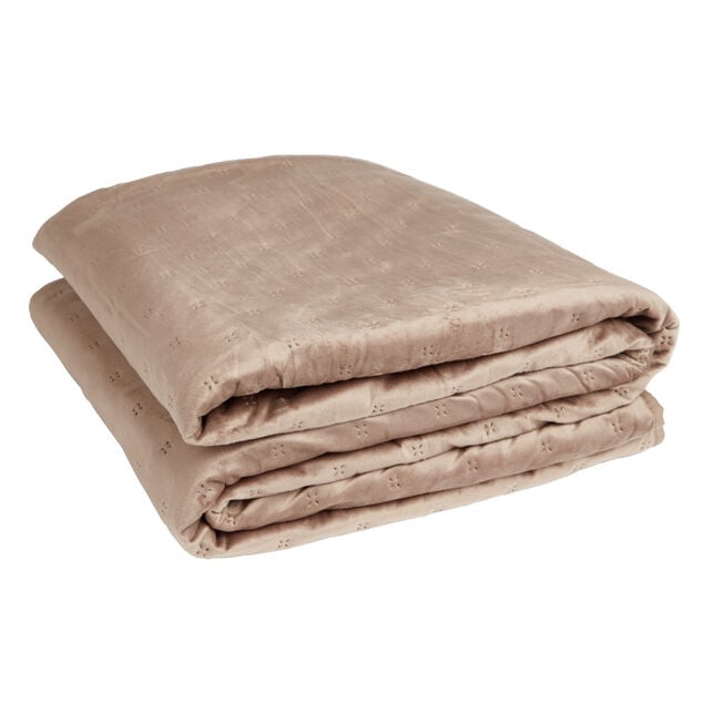Couvre lit 2 personnes velours en pinsonic 220x240cm beige ou marron