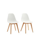 Chaise Chlo&eacute; blanche pied couleur naturel x2