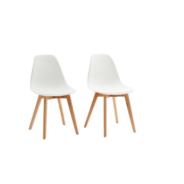 Chaise Chlo&eacute; blanche pied couleur naturel x2