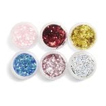 Strass autocollants pour ongles 6 pots paillettes rose bleu doré