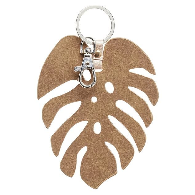 Porte-cl&eacute; feuille marron en plastique