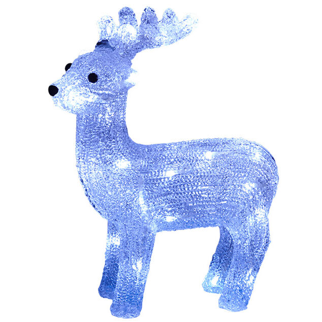 Renne de No&euml;l lumineux blanc froid 30 led