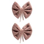 Noeud ruban velours c&ocirc;tel&eacute; rose L14,5xH12cm x2